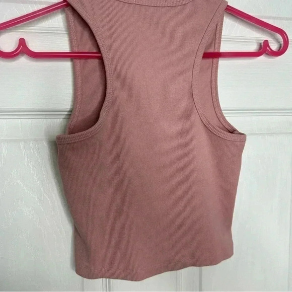 SWS Essentials Tank Top Cropped Ribbed Racerback  Pink Size Medium - Picture 15 of 16